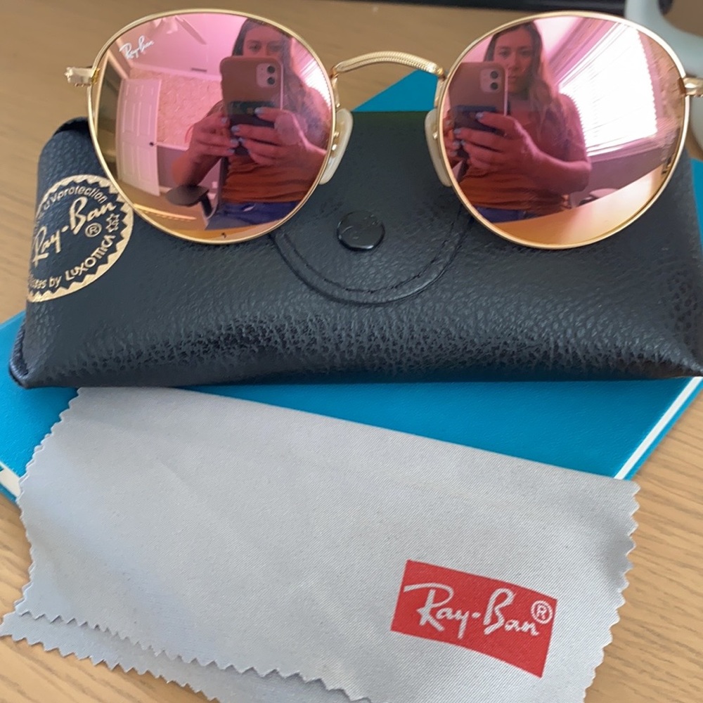 Pink & Gold Round Flash Ray-Bans